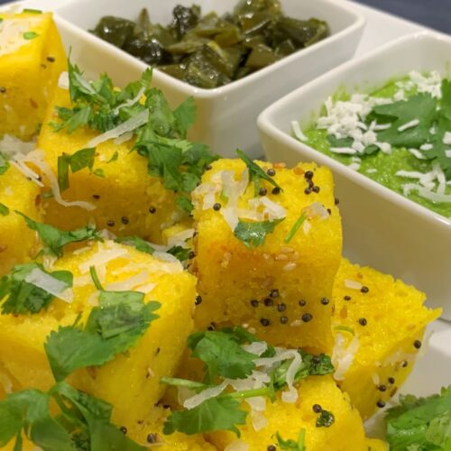 Vatidal Khaman with Chutney and Marcha